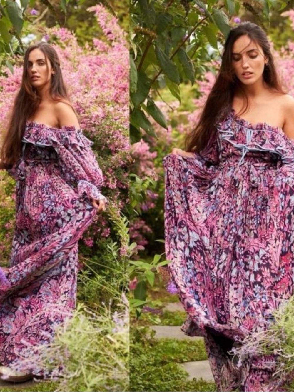 LoveShackFancy Judah Floral Maxi Dress Purple, Size 4